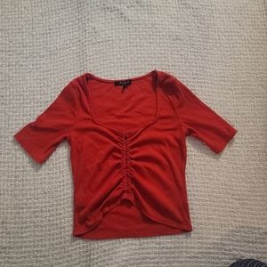 Cute red clasp crop top
